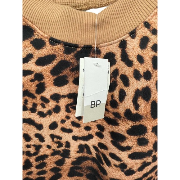 BP Mock Neck Graphic Sweatshirt In Tan Simple Leopard Print SZ-XSmall - Picture 8 of 10